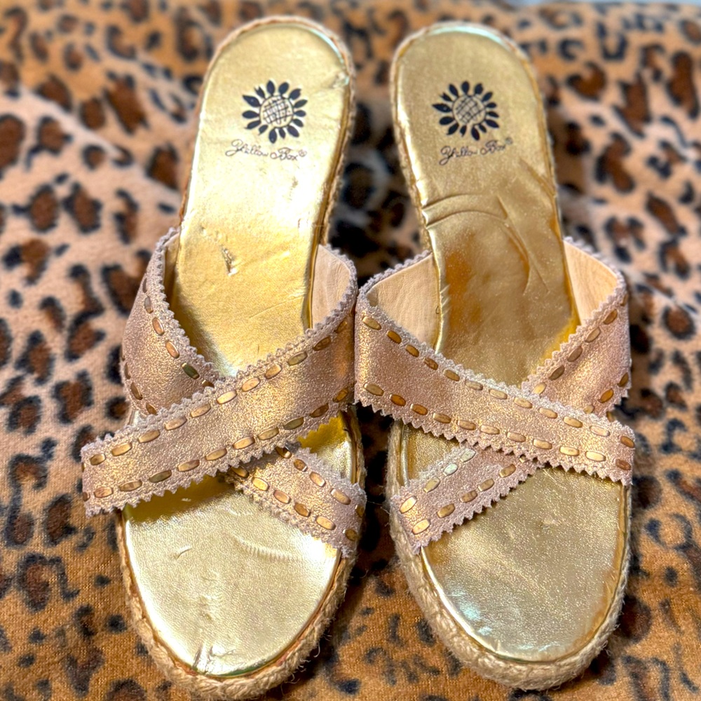 Yellow Box Gold Espadrille Sandals